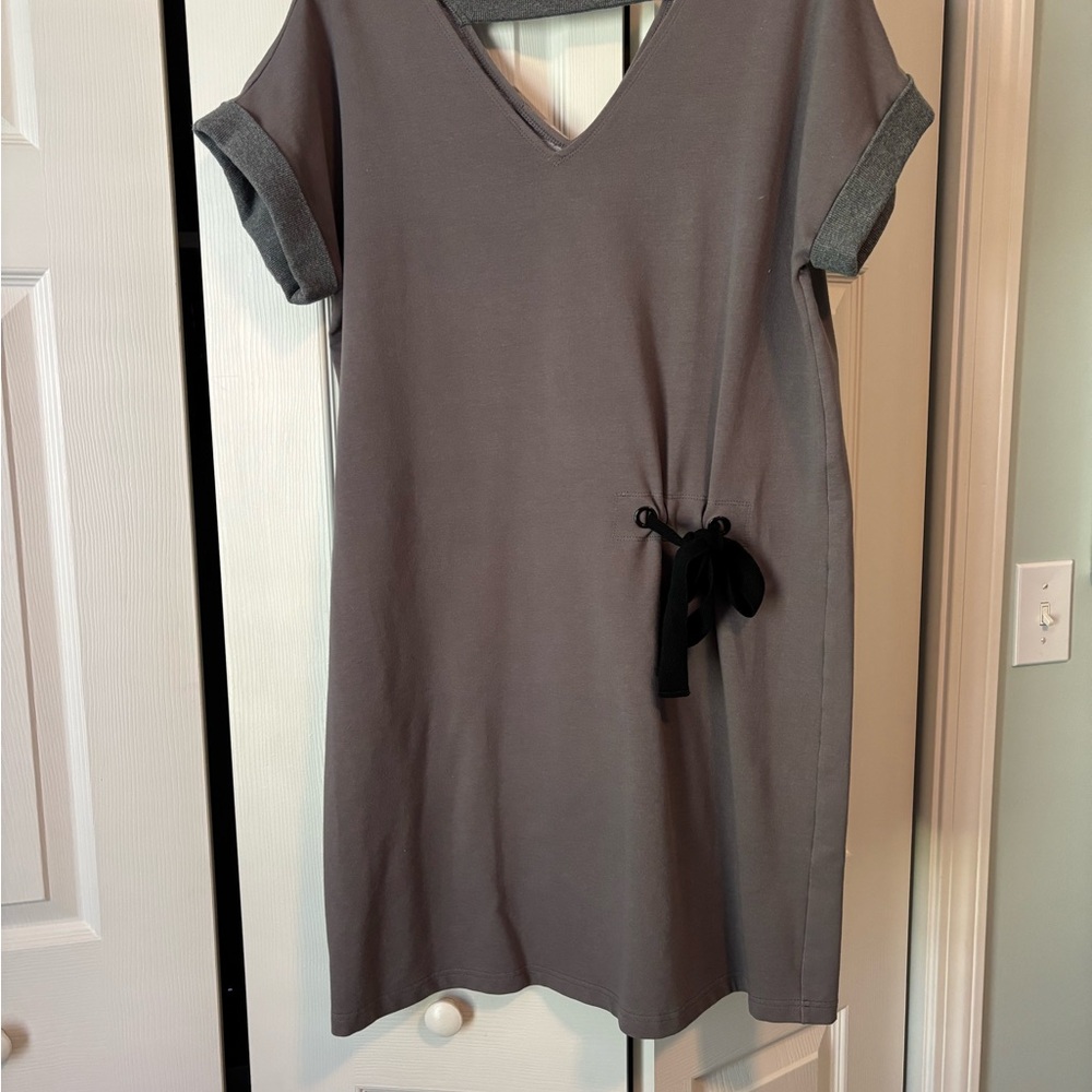 Elegant Gray V-Neck Mini Dress
